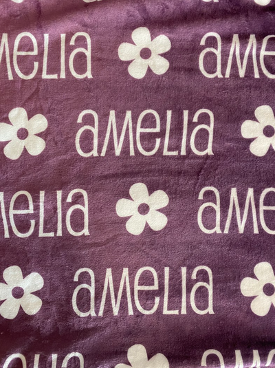 Sugar + Maple Plush Minky Fleece Personalized Blanket | Flower Icon Repeating Name - Twinkle Twinkle Little One
