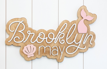 Sugar + Maple Personalized Bubble Wood Sign | Mermaid - Twinkle Twinkle Little One