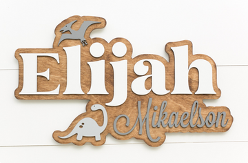 Sugar + Maple Personalized Bubble Wood Sign | Dinosaur - Twinkle Twinkle Little One