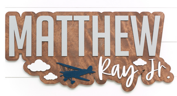 Sugar + Maple Personalized Bubble Wood Sign | Airplane - Twinkle Twinkle Little One