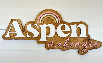 Sugar + Maple Personalized Bubble Wood Sign | Rainbow - Twinkle Twinkle Little One