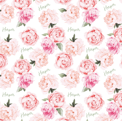 Sugar + Maple Personalized Bib | Peonies - Twinkle Twinkle Little One