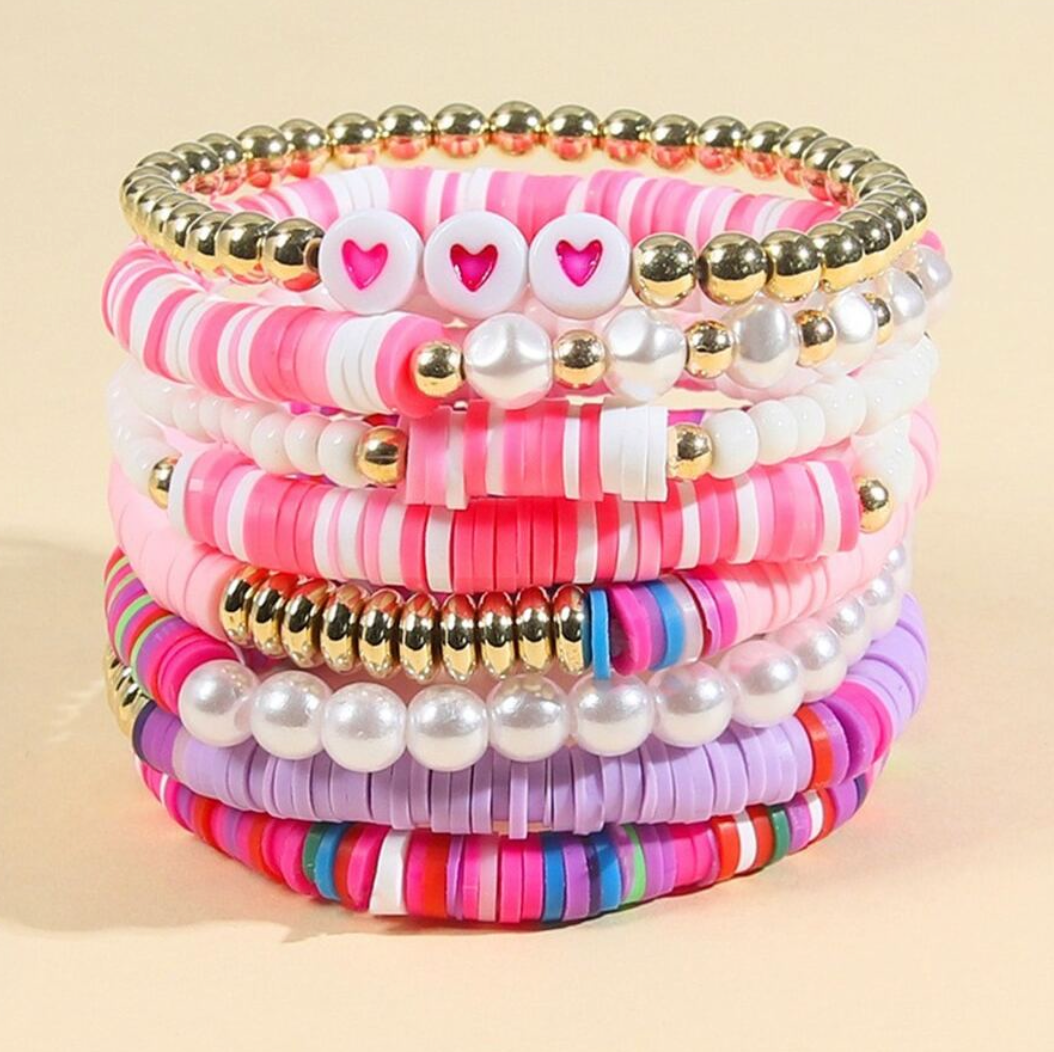 Hearts & Pearl Colorful Fun Bracelet Set - Twinkle Twinkle Little One