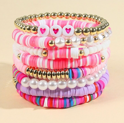Hearts & Pearl Colorful Fun Bracelet Set - Twinkle Twinkle Little One
