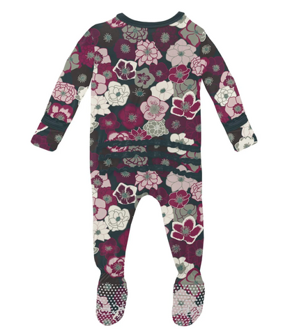 Kickee Pants - Print Classic Ruffle Footie with Zipper - Hellebores - Twinkle Twinkle Little One