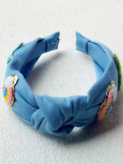 Light Denim Chenille Patch Headband - Twinkle Twinkle Little One
