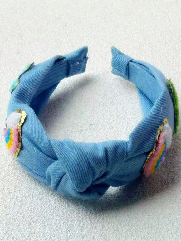 Light Denim Chenille Patch Headband - Twinkle Twinkle Little One