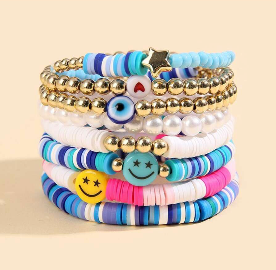 Smiley Colorful Fun Bracelet Set - Blue - Twinkle Twinkle Little One