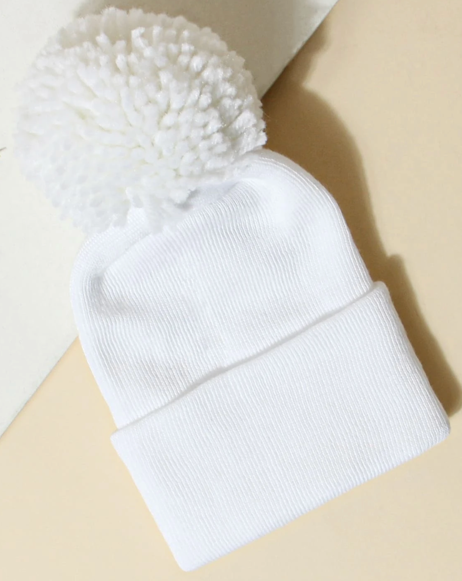 Baby's First Pom Hat - White - Twinkle Twinkle Little One