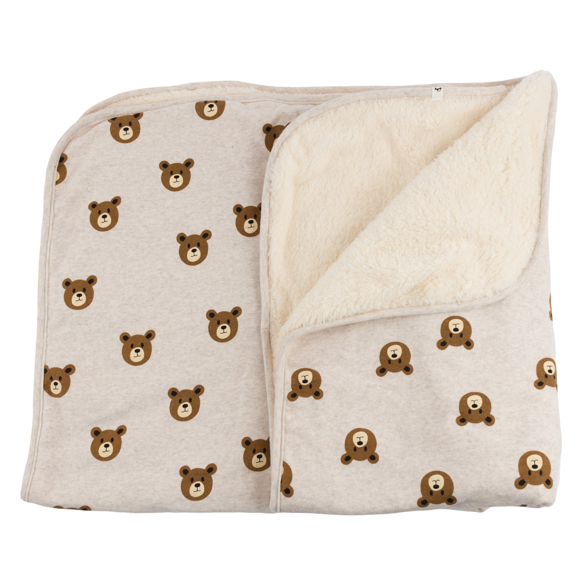 Teddy Bear Face Print Snowdrift Layette Blanket - Malt - 0