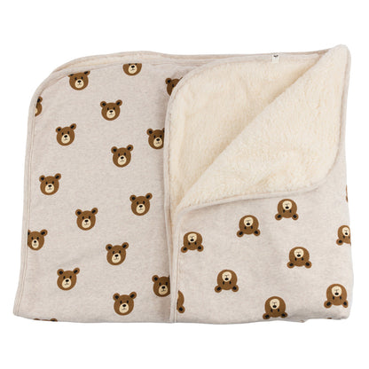 Teddy Bear Face Print Snowdrift Layette Blanket - Malt - Twinkle Twinkle Little One