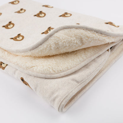 Teddy Bear Face Print Snowdrift Layette Blanket - Malt - Twinkle Twinkle Little One
