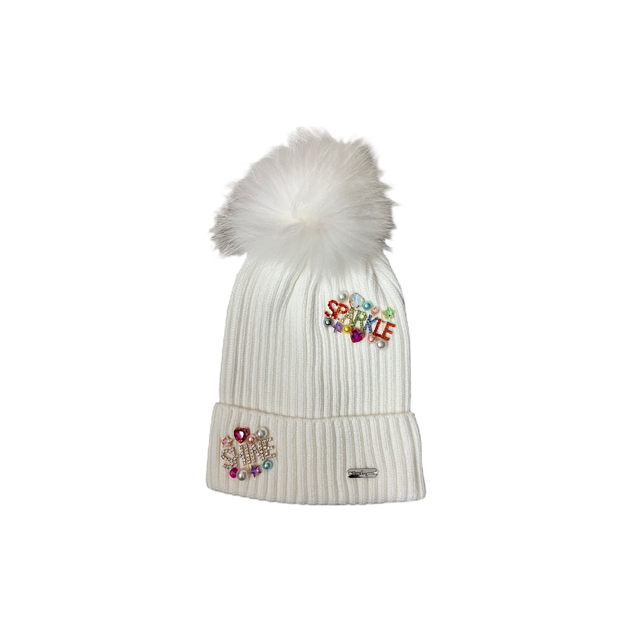 Sparkle & Shine Charm Hat with Fur Pom