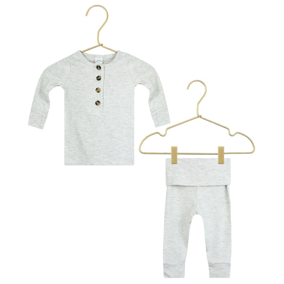 Stevie Ribbed Top, Bottom & Top Knot Hat Set - Twinkle Twinkle Little One