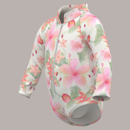 Tropical Flowers Zipper Rashguard Bodysuit - Twinkle Twinkle Little One