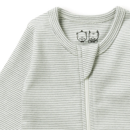 Organic Stripe Rib Zipsuit with Feet - Fern - Twinkle Twinkle Little One