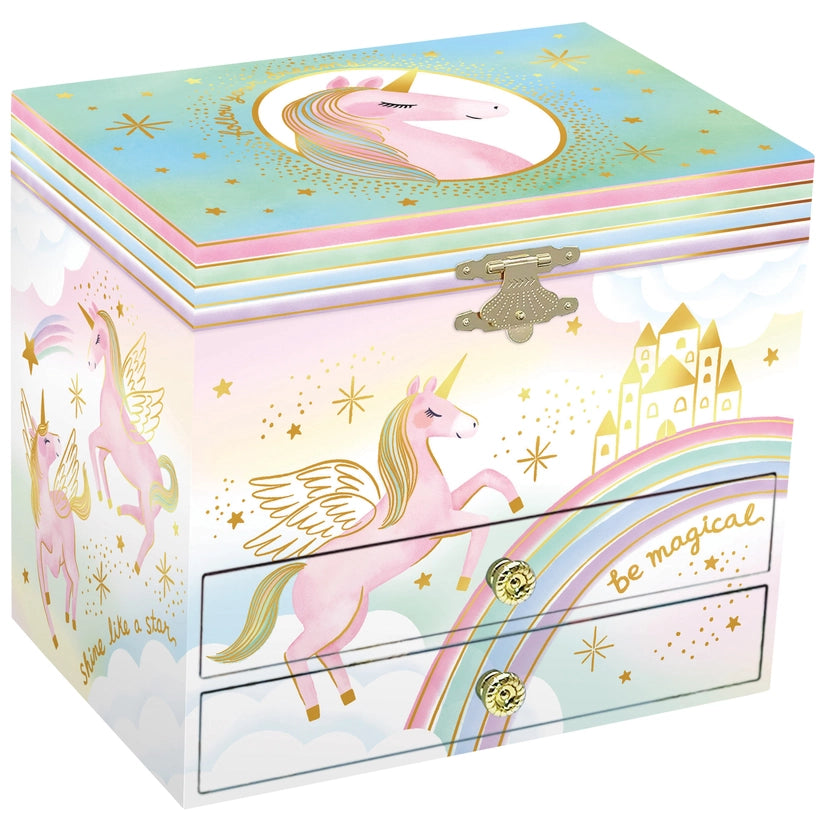 Unicorn 2 Drawer Musical Deluxe Jewelry Box