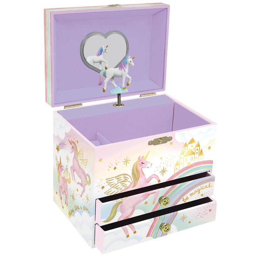 Unicorn 2 Drawer Musical Deluxe Jewelry Box