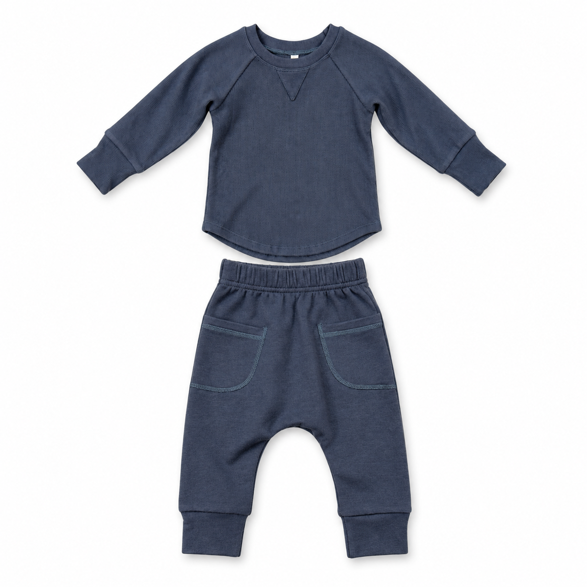 Nightfall Blue Ribbed Top & Pocket Pants Set