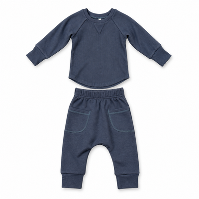 Nightfall Blue Ribbed Top & Pocket Pants Set
