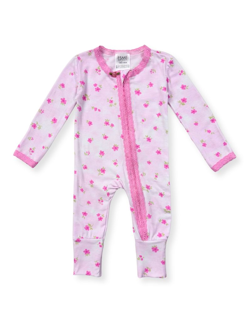 Rosie Lace Trim Flip-Footie