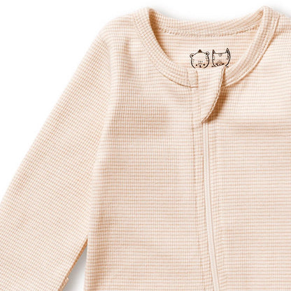 Organic Stripe Rib Zipsuit with Feet - Cantaloupe - Twinkle Twinkle Little One