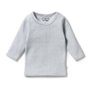 Organic Stripe Rib Long Sleeved Top & Legging Set - Rain Drop - Twinkle Twinkle Little One