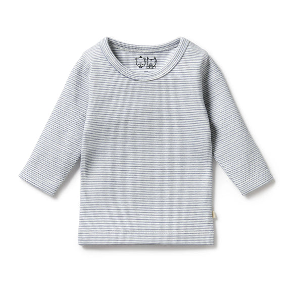 Organic Stripe Rib Long Sleeved Top & Legging Set - Rain Drop - Twinkle Twinkle Little One