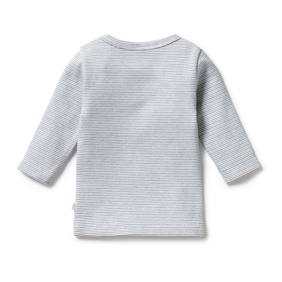 Organic Stripe Rib Long Sleeved Top & Legging Set - Rain Drop - Twinkle Twinkle Little One