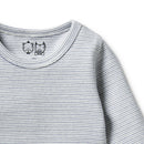Organic Stripe Rib Long Sleeved Top & Legging Set - Rain Drop - Twinkle Twinkle Little One