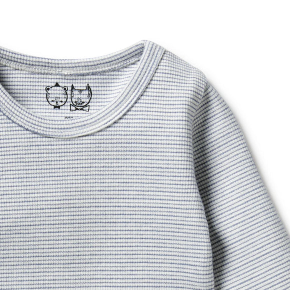 Organic Stripe Rib Long Sleeved Top & Legging Set - Rain Drop - Twinkle Twinkle Little One