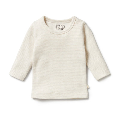 Organic Stripe Rib Long Sleeved Top & Legging Set - Oatmeal - Twinkle Twinkle Little One