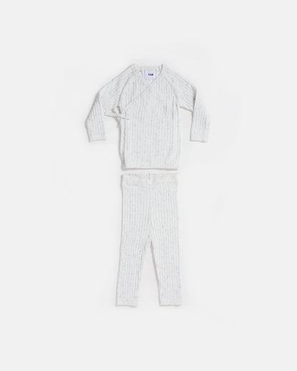 Ribbed Cotton Wrap Top & Leggings - Seashell - Twinkle Twinkle Little One