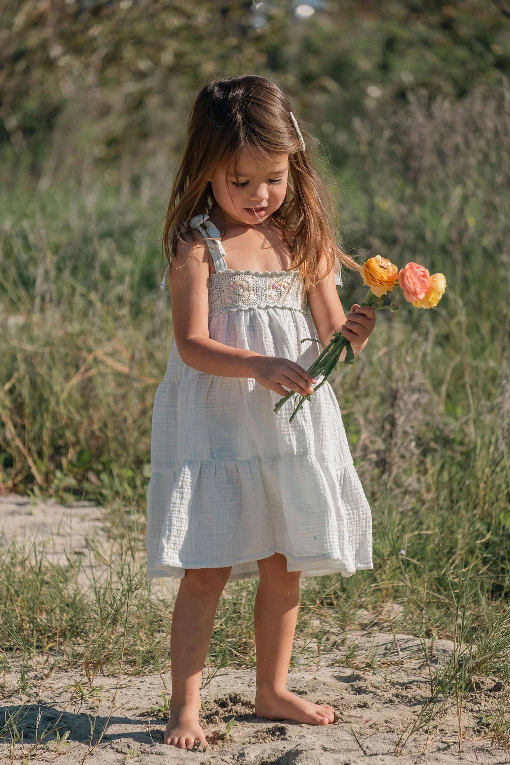 Crochet Dress in Blue Bouquet