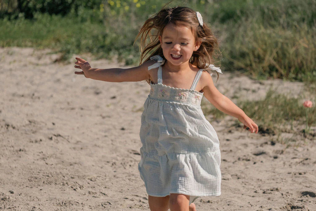 Crochet Dress in Blue Bouquet