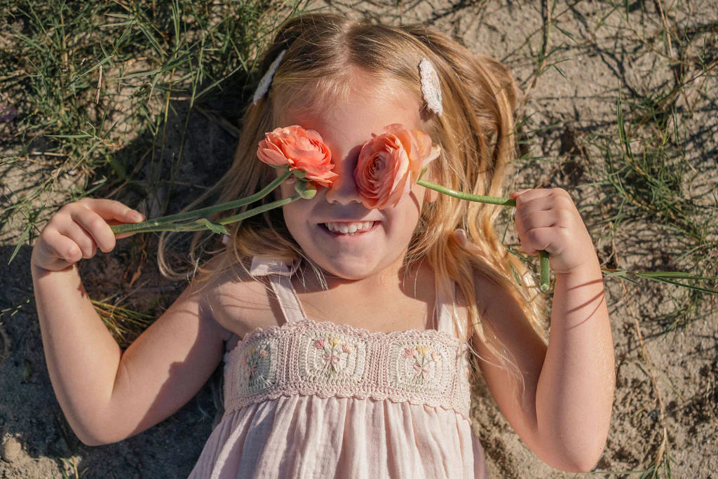 Crochet Dress in Pink Bouquet