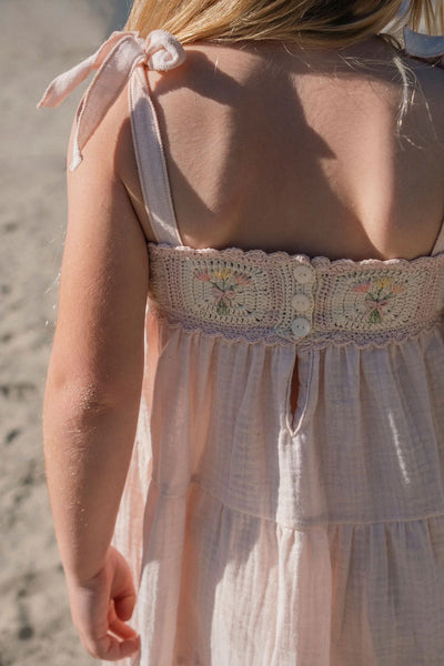 Crochet Dress in Pink Bouquet