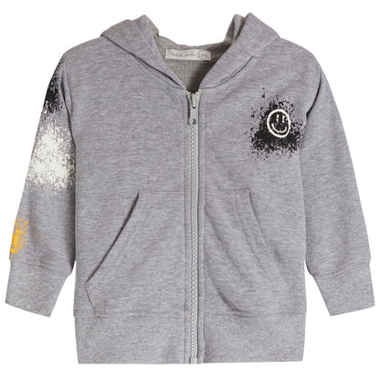Little Mish Happy Boy Graffiti Zip Hoody - Heather - Twinkle Twinkle Little One