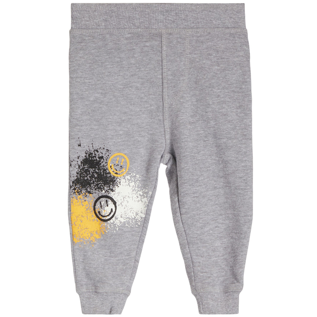 Happy Graffiti Long Sleeve Tee & Pant Set - Black