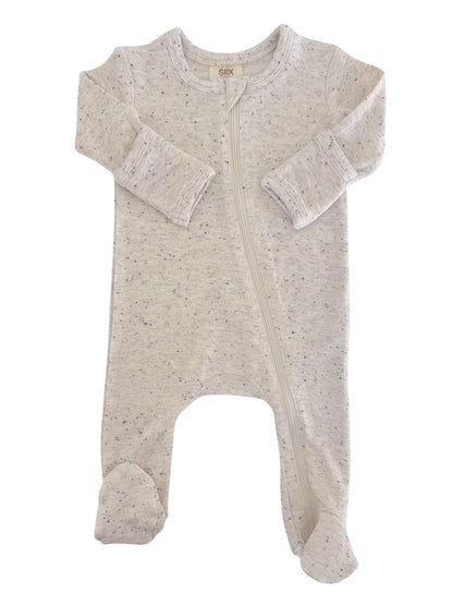 Newborn Dove Speckle 2-Way Zip Footie - Twinkle Twinkle Little One
