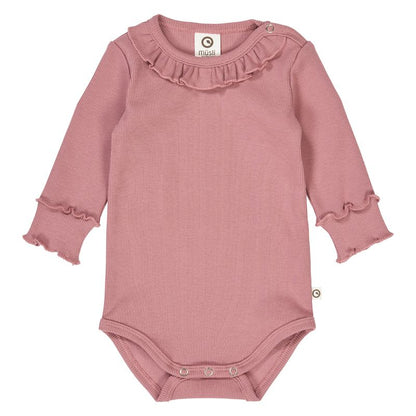 Cozy Me Rib Frill Collar Bodysuit - Nostalgia Rose - Twinkle Twinkle Little One