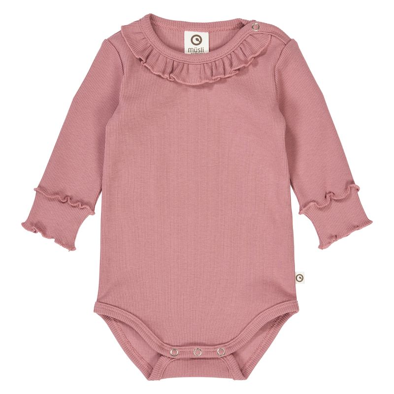 Cozy Me Rib Frill Collar Bodysuit - Nostalgia Rose - Twinkle Twinkle Little One
