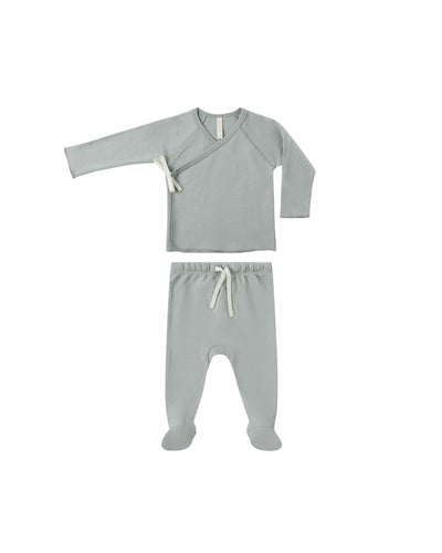Newborn Steel Blue Knotted Hat, Wrap Top & Pant Set - Twinkle Twinkle Little One