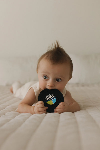 Vinyl Record Silicone Baby Teether Toy - Black