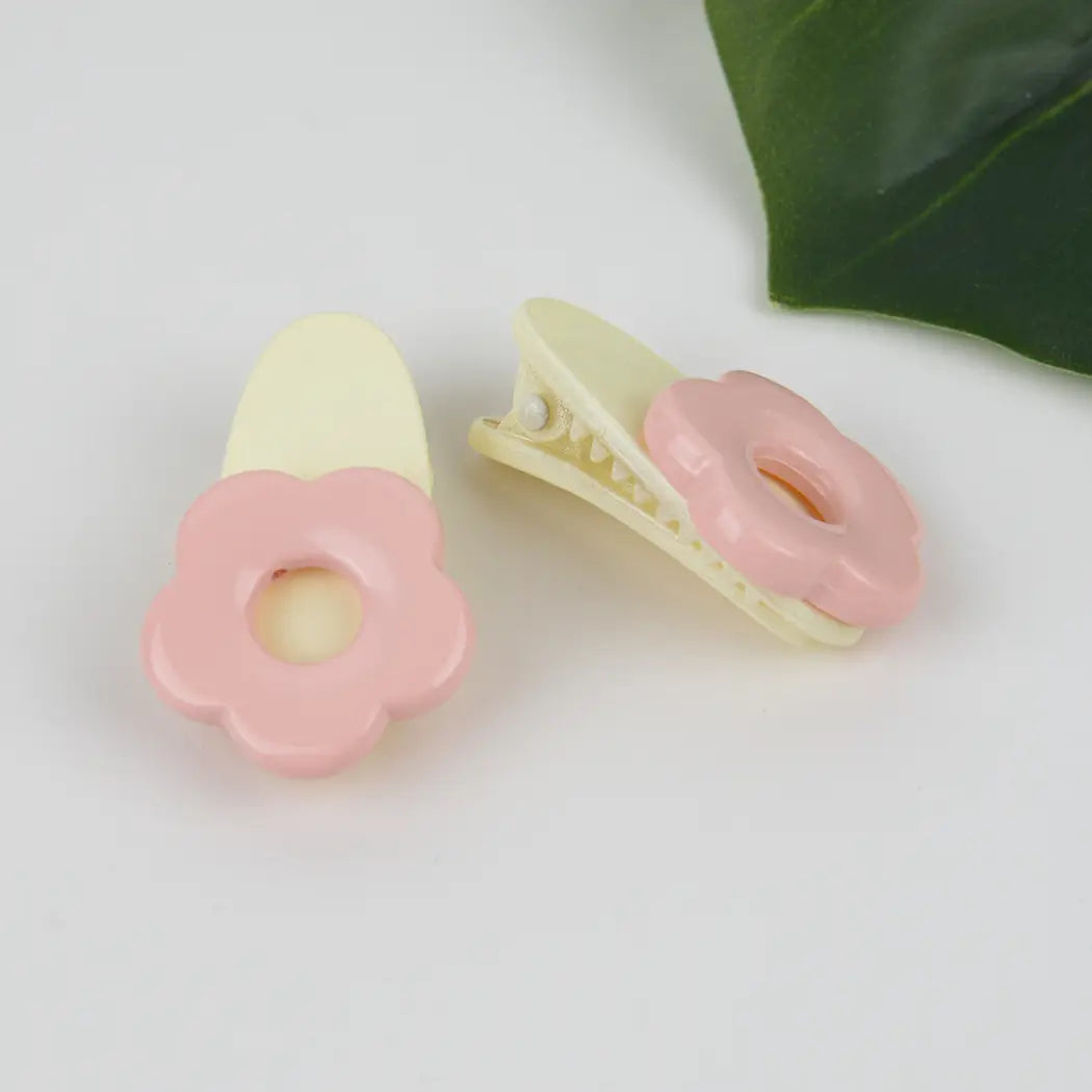 2 Piece Macaron Acrylic Hair Clip-Flower
