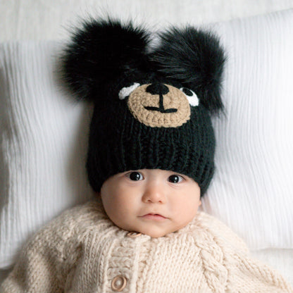 Black Bear Hand Knit Beanie Hat