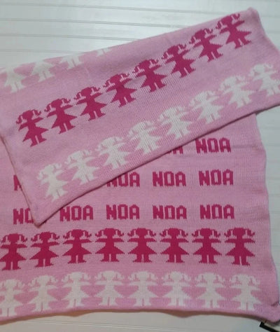 Repeating Name Paper Dolls Double Cotton Knit Blanket