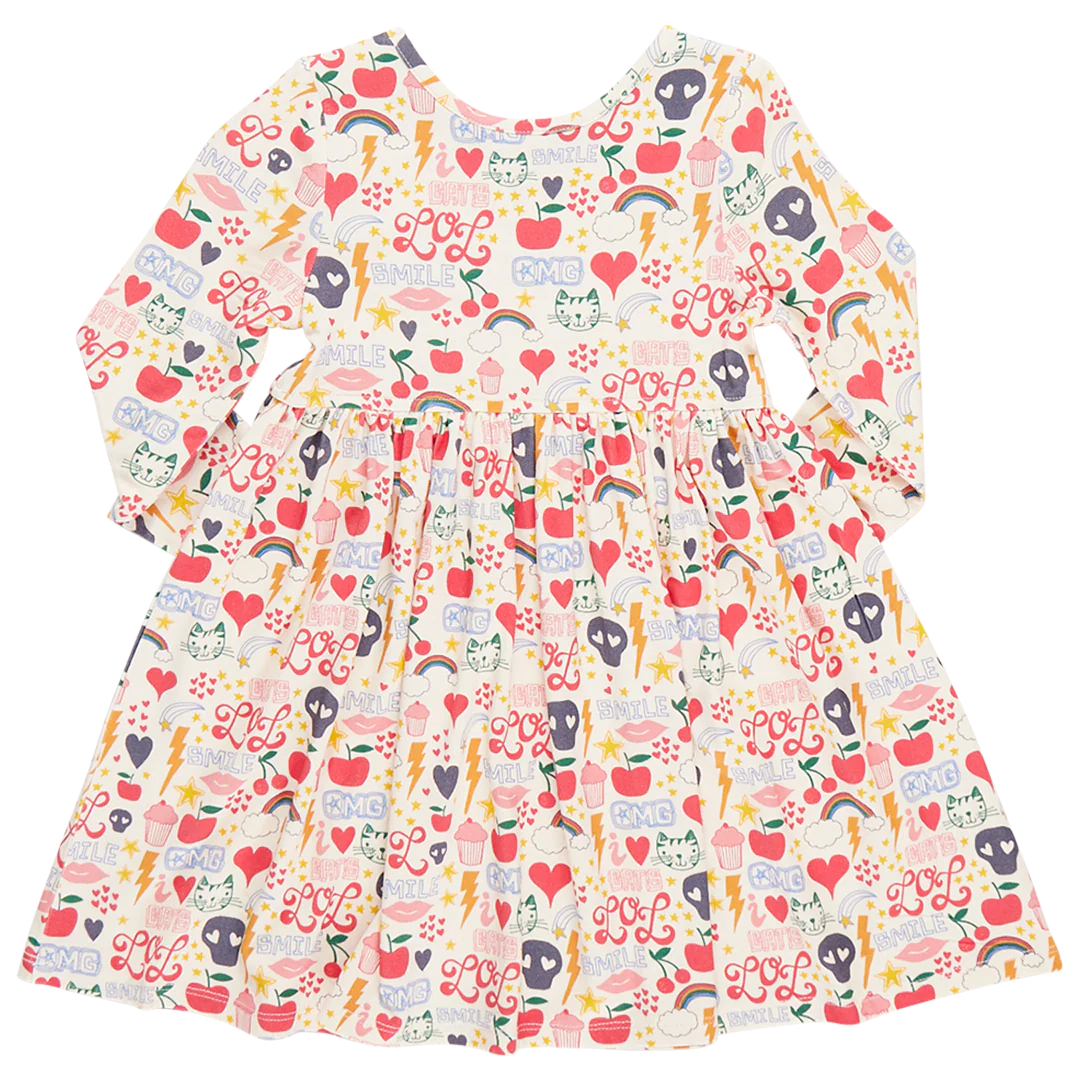 Girls Bamboo Steph Dress - Journal Doodle - 0