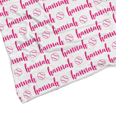 Sugar + Maple Plush Minky Fleece Personalized Blanket | Baseball Icon Repeating Name - Twinkle Twinkle Little One