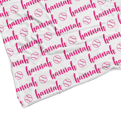 Sugar + Maple Plush Minky Fleece Personalized Blanket | Baseball Icon Repeating Name - Twinkle Twinkle Little One